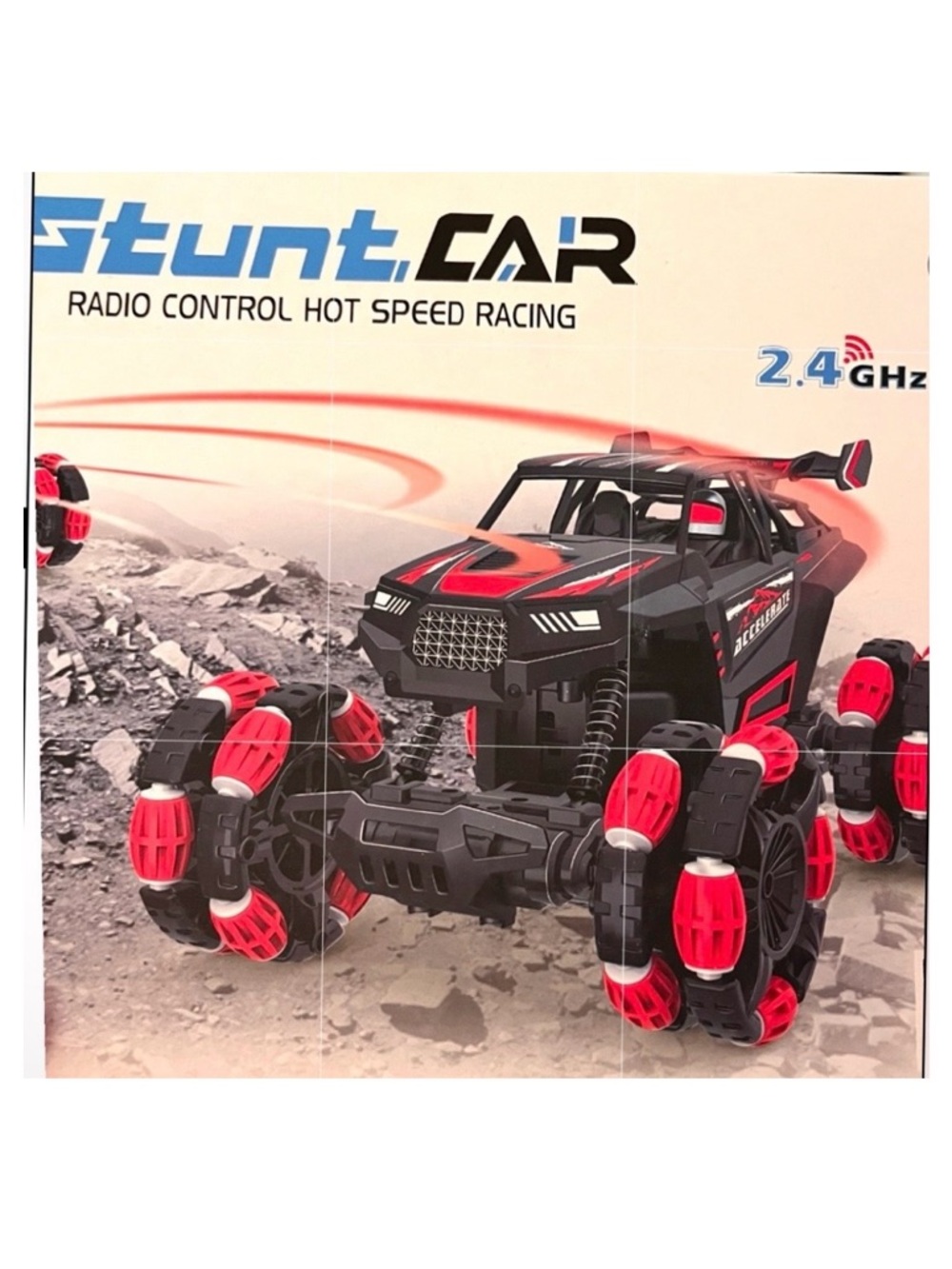 🆕 - Remote Control Car, 2.4GHz RC Stunt Car, 360 Rotation. Red